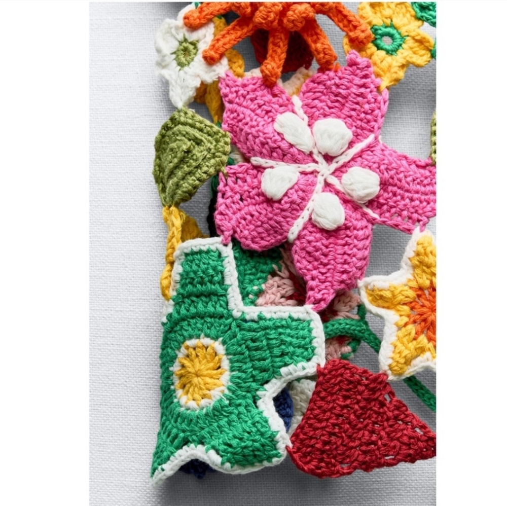 ZARA Colorful Crocheted Floral Open Knit Statement Top In XS/S NWT, RARE - Picture 8 of 16